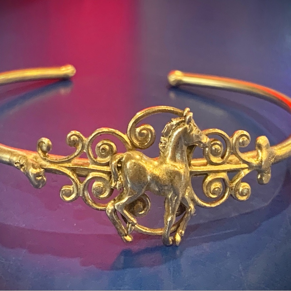Sterling Silver Galloping Horse Cuff Bracelet